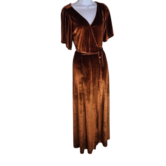 Baltic Born copper velour wrap long maxi dress - Picture 1 of 10